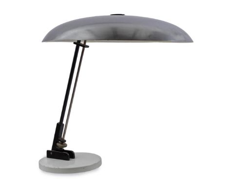 Black and white metal adjustable desk lamp with aluminum shade, manufactured by Nedalo (Dutch Apparatenfabriek Lonneker), 195