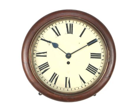 Round school clock in oak case, 40 cm diameter
