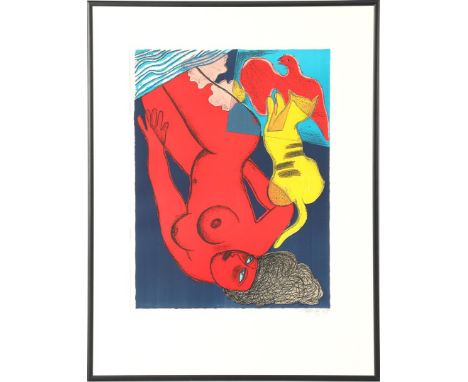 Corneille (Cornelis Guillaume van Beverloo) (1922-2010)'Le Chat Jaune', color lithograph dated 1987, 78x57 cm, outer frame 10
