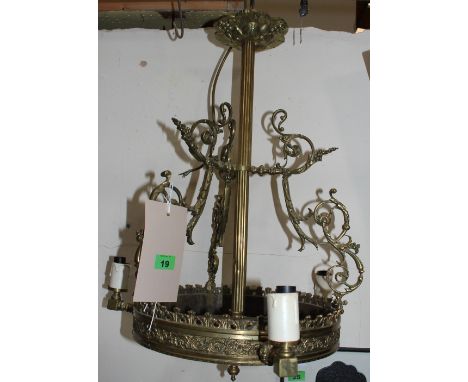 	A cast brass three light electrolier