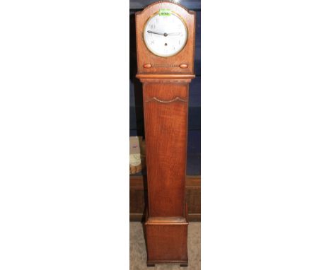 	A light oak cased grandmother clock