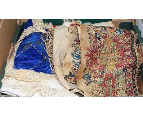 	An interesting collection of embroidered linen and First War printed silk squares