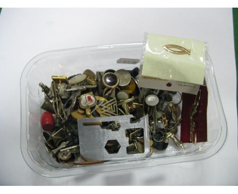 Assorted Gent's Cufflinks, tie clips, coins, etc:- One Box