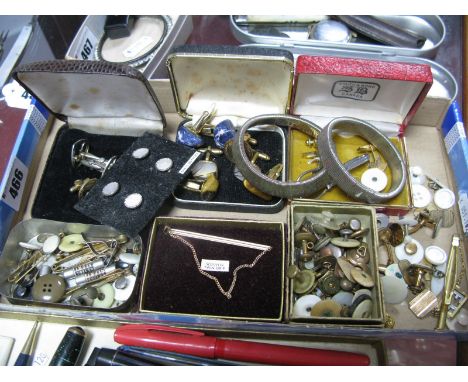 A Collection of Assorted Gent's Cufflinks, sleeve bands, tie slides, etc.