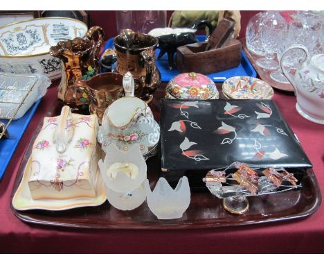 Maling 'Rosine' Trinket Box, two dishes, Ducal butter dish, ceramic jugs, etc:- One Tray