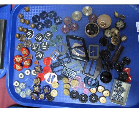 A Quantity of Buttons, including ceramic, anchor and buckles:- One Tray