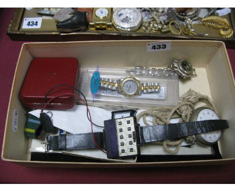 Assorted Wristwatches, "Elgin Timer", retro wrist calculator, etc:- One Box