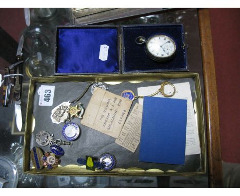 A Hallmarked Silver Cased Openface Pocketwatch, the case bearing import hallmarks, a hallmarked silver medallion pendant, ena