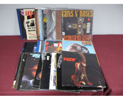Rock Interest - A good collection of over thirty LP's/12" singles (mostly 1980's), including Smashed Gladys, Ratt, Bon Jovi, 