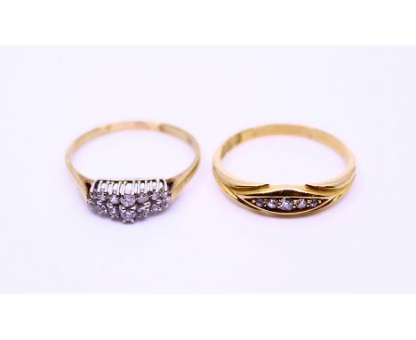 A collection of two gold diamond rings. total weight: 4.95g approx.size: (R)