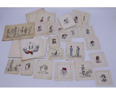 A large collection&nbsp; of 19th cent military ink studies , Army and Navy&nbsp;