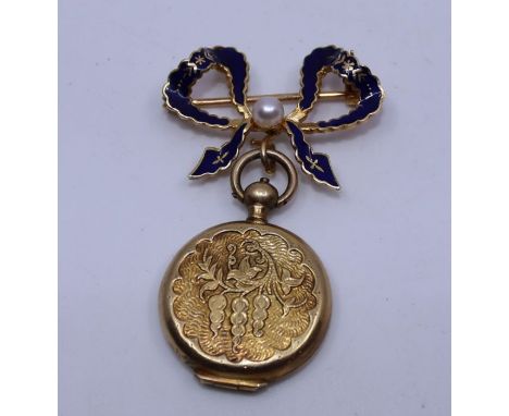 An early 20th cent gold and enamel pendant&nbsp;