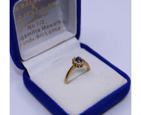 A sapphire and diamond ring, weight: 3.73g, size:Q&nbsp;