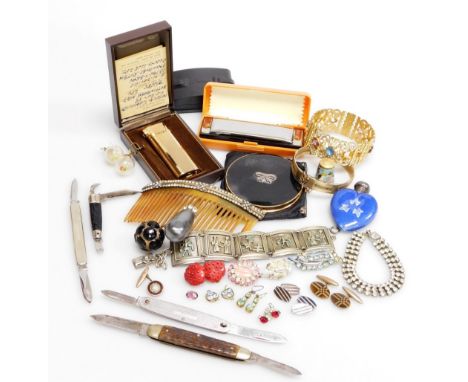 A group of costume jewellery and effects, to include bangles, necklaces, harmonium, etc. (1 box) 