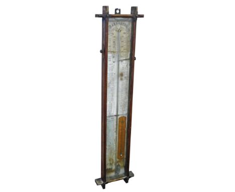 A 19thC Admiral Fitzroy barometer in oak case, 103cm high. (AF)