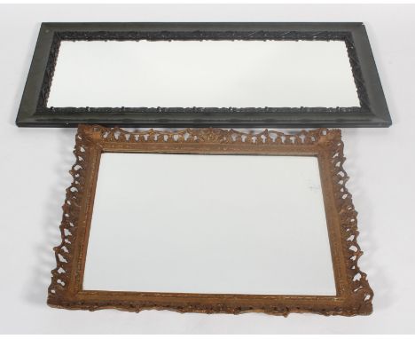 A gilt wood and gesso mirror frame, together with an ebonised and carved wood dressing mirror, the first 78 cm high x 63 cm w