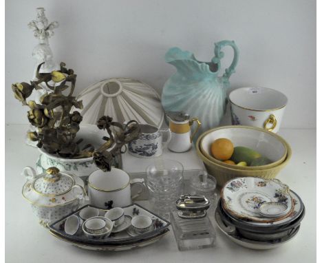 A collection of ceramics, including a doll's tea service, a Dresden style ice bucket, a Booths dish, Wedgwood plate and more,