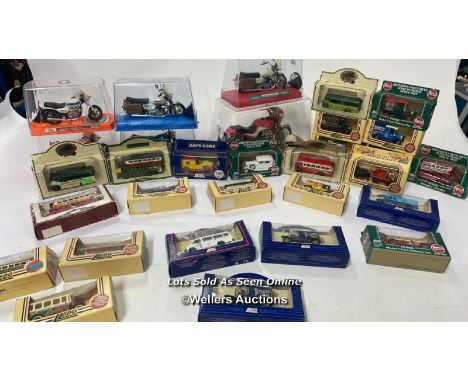 Assorted model cars and motorbikes including Lledo (31)