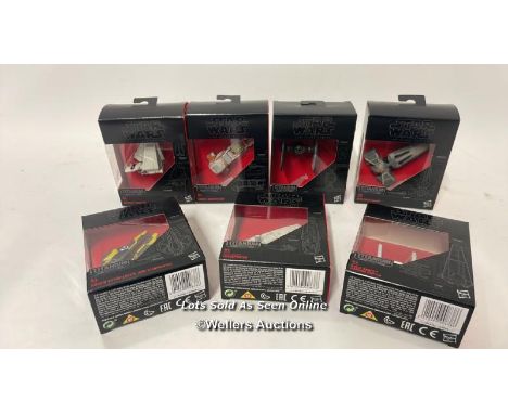 Seven Hasbro Titanium series vehicles including Imperial Shuttle &amp; Sith Infiltrator, all sealed 