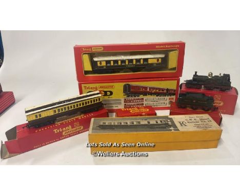 A group of boxed Tri-ang 00 guage trains and accessories including 4-2-2 "Lord of the Isles" Loco no. R.354, Pullman 1st clas