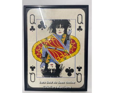 Siouxsie and the Banshees -Siouxsie Sioux original screen print "Queen of Clubs" framed &amp; glazed in 1984, 45 x 62cm 