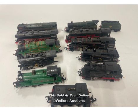 Eleven assorted model train engines including Hornby - Dublo and Tri-ang, unboxed