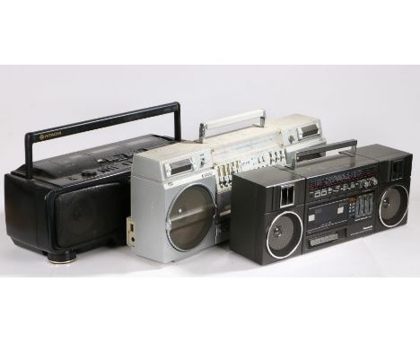 Panasonic RX-C39L portable stereo component system with detachable speakers, Sharp GF-575 ghetto blaster, Hitachi CX-W700 ghe