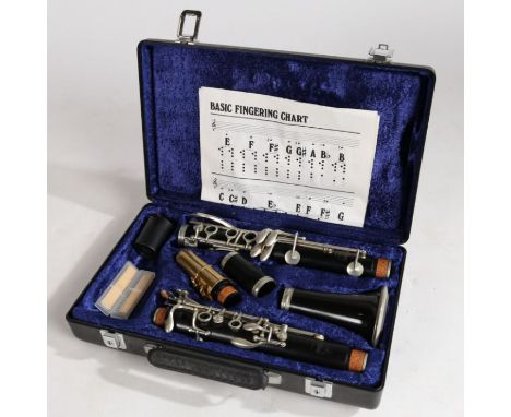 A Selmer London Sterling clarinet with a fitted hard case.