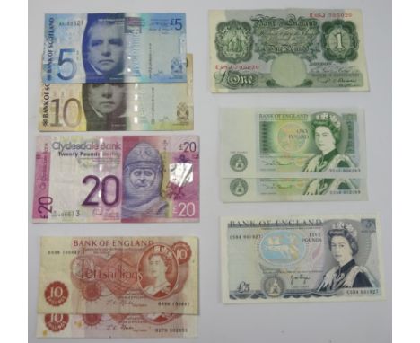 Britannia issue Beale £1 Note, two portrait series Fforde ten shilling notes, two series 'D' Somerset £1 notes and a Page £5 
