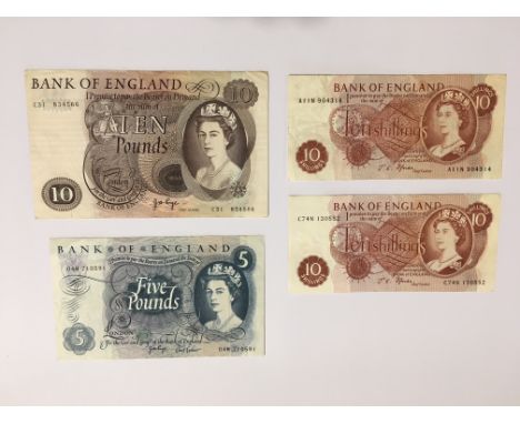 Series C Portrait Replacement Page £5 Note 04M v.fine, together with a Page £10 note C31 and two Fforde red/brown 10/- notes.