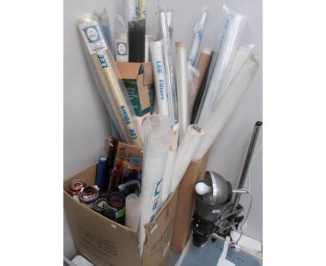 2 large boxes of filter cloth and lighting gels