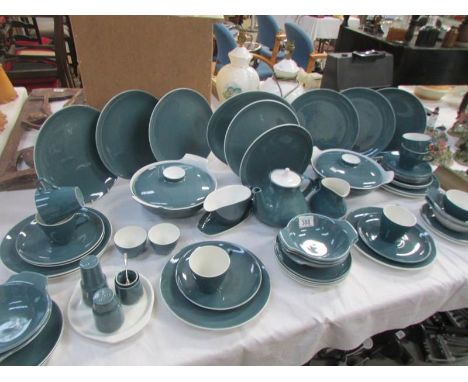 Approximately 45 piece of Poole green pottery, 6 place setting plus one extra setting
