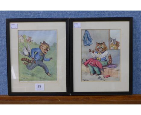 A pair of Louis Wain cat prints