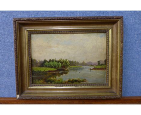 English School (19th Century), River Trent, Nottinghamshire, oil on panel, framed
