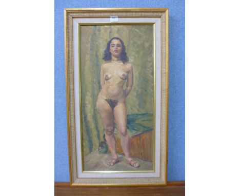 Bess Defries Brady, female nude portrait, oil on canvas, framed