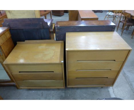 Two Stag C-Range light oak chests of drawers