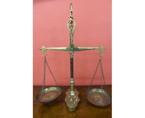 A set of Librasco brass scales and weights