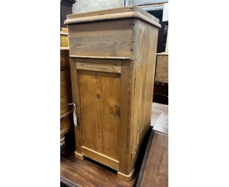 A Victorian pine bedside commode cabinet, width 36cm depth 35cm height 76cm