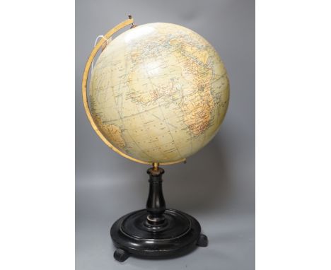 A Philip's 12 inch terrestrial globe on stand, 52cm