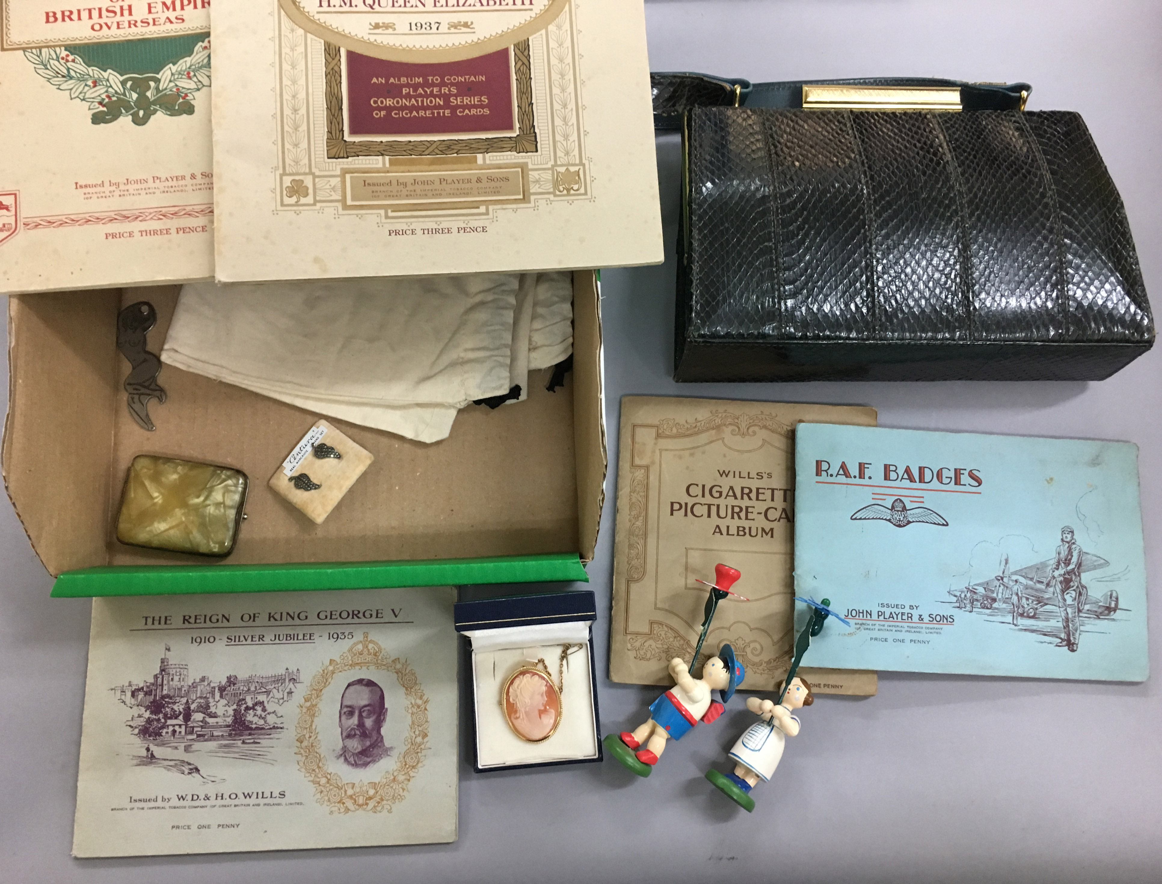 an-interesting-lot-of-collectors-items-including-a-handbag-card-albums