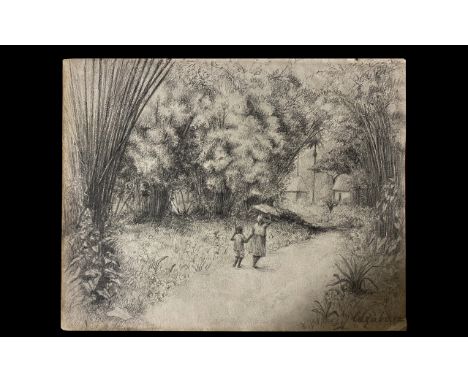 Michel Jean Cazabon (1813-1888) A Rare 19th Century Drawing on Paper.  Artist Cazabon is regarded as the first great internat