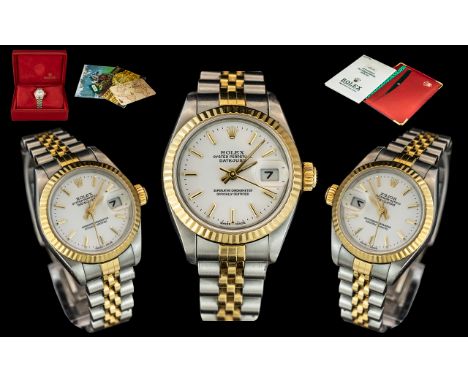 Rolex - Oyster Perpetual Date-Just Chronometer Ladies 18ct Gold and Stainless Steel Wrist Watch. Serial No 5604790, Model No 