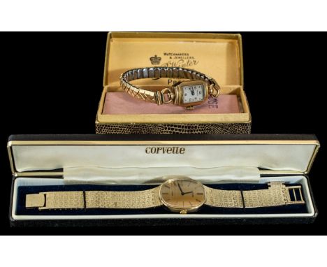 Gentleman's Corvette Wrist Watch, with gold tone bracelet, Arabic numerals on gold face, in original box, together with a vin