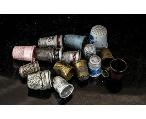 Collection of Vintage Thimbles, 20 in total, various designs and materials.