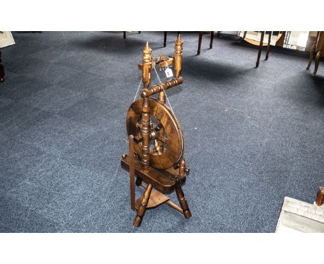 Old English Vintage Spinning Wheel, in full working order, measures 41" tall x 18" wide.