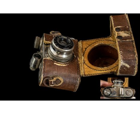 Miniature Boltax Camera.  Rare - Boltax Subminiature Camera Original Brown Leather Case.