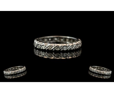 18ct White Gold Diamond Full Eternity Ring stamped 18ct. Set with round modern brilliant cut diamonds. Ring size K. 