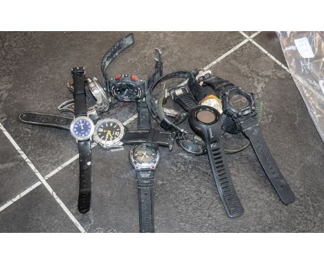 Collection of Nine Gentleman's Fashion Watches, comprising , Montine, Casio, M &amp; S, Sekonda, Accurist, Citizen &amp; Garm