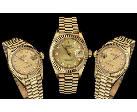 Rolex 18ct Gold - Ladies President Oyster Perpetual Day - Just Automatic Chronometer Wrist Watch. Model No 68278. c.1990's. F