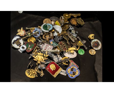 Collection of Enamel Badges, some silver, including Butlins, British Legion, Royal Artillery, Civil Service, Girl Guide, RAF 
